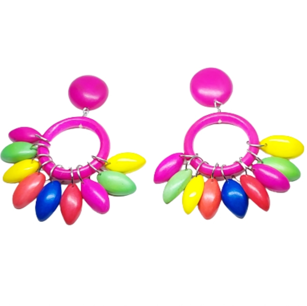 E1745 Colorful Statement Hoop Drop Earrings 5$